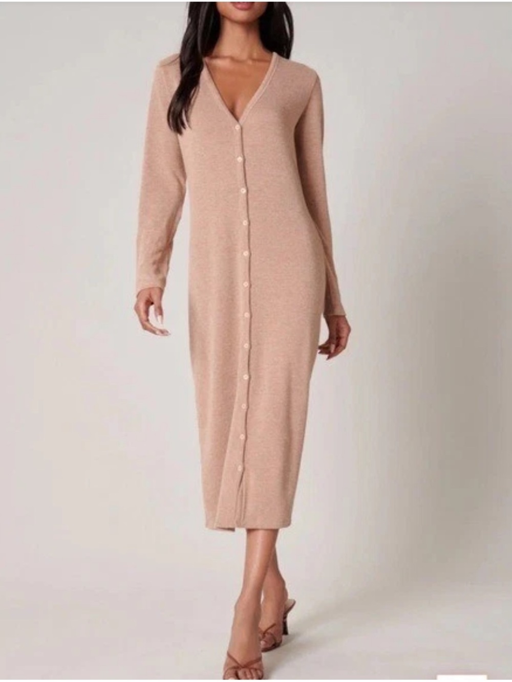 H by Halston V-Neck Midi Cardigan Knit Dress / Duster
